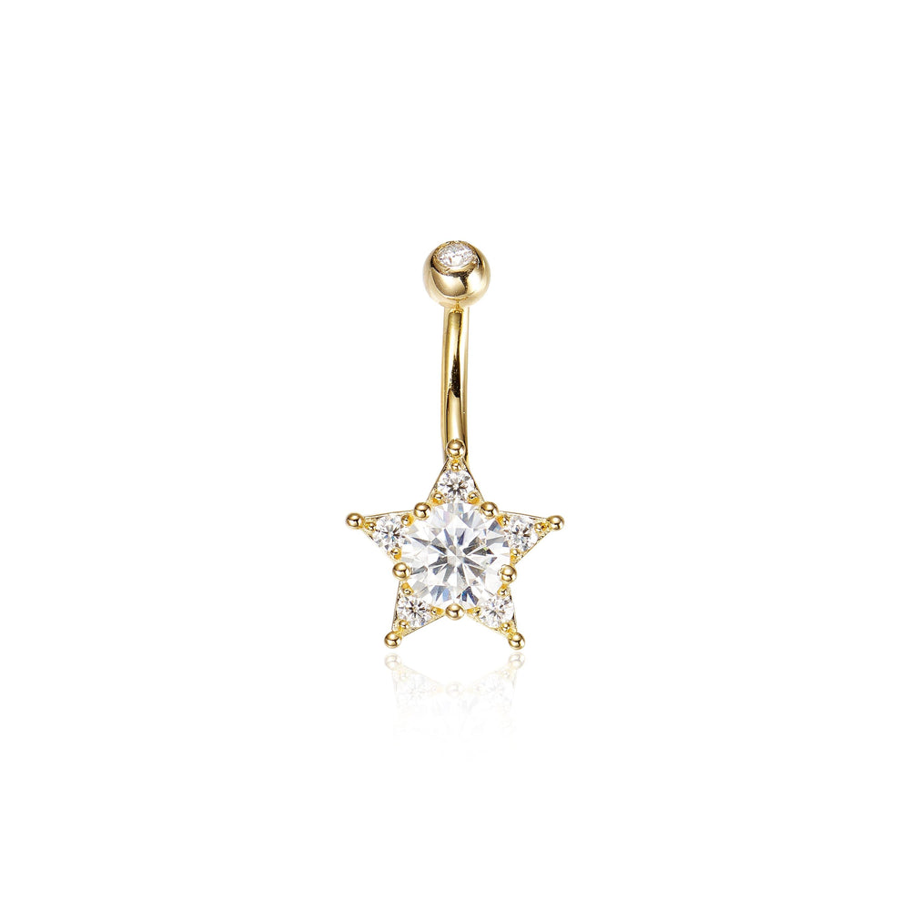 side angle of 14K solid gold marquise-cut lab diamond floral for navel piercing belly button ring 14g nickel-free