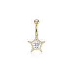 14K Solid Gold Marquise Lab Diamond Flower Barbell Belly Button Jewelry 14G