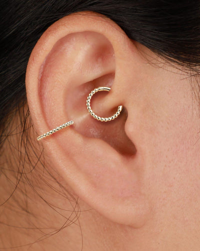 5-10mm 14K Solid Gold Bubble Clicker Hoop Earring Conch Daith Tragus Helix Ring 16G