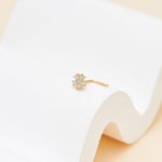 14K Solid Gold L-Shaped Flower Nose Stud