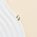 14K Solid Gold Marquise Moss Agate Flat Back Cartilage Ear Crawler Stud