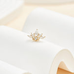 14K Gold Lab Diamond Lotus Cartilage Earring: Threadless Flat Back Stud