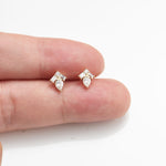 14K Solid Gold Pear Shaped Lab Diamond Threadless Flat Back Earring