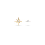 14K Solid Gold Lab Diamond Star Cartilage Threadless Flat Back Earring