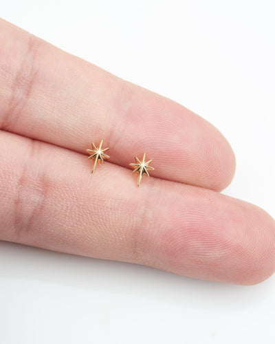 14K Solid Gold Star Threadless Cartilage Flat Back Stud Earring