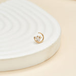14K Solid Gold Lab Diamond Cartilage Flat Back Stud Earring 20G-16G