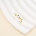14K Solid Gold Lab Diamond Dangle Star Threadless Flat Back Earring
