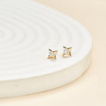 14K Solid Gold Star Threadless Flat Back Earring