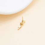 14K Solid Gold Baguette Lab Diamond Dangle Stud Earring 20G/18G/16G