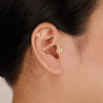 14K Solid Gold Lab Diamond Pinwheel Push Back Cartilage Flat Back Earring