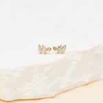 14K Solid Gold Lab Diamond Push Pin Labret Studs, Threadless Flat Back Earrings