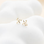 14K Solid Gold Star Cartilage Push Pin Flat Back Stud Earring