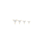 14K Solid Gold Trilliant Cut Lab Diamond Threadless Flat Back Stud Earring