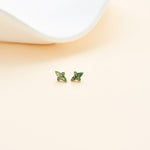14K Solid Gold  Moss Agate Cartilage Flat Back Earrings