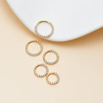 14K Solid Gold Lab Diamond Daith Septum Hoop  Hinged Seamless Clicker 16G