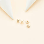 14K Solid Gold Lab Diamond Sun Cartilage Flat Back Stud Earring