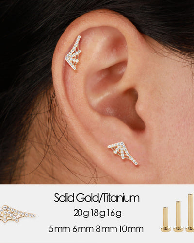 14K Solid Gold Lab Diamond Spider Web Flat Back Stud Earring