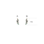 14K Solid Gold Marquise Moss Agate Cartilage Earring Threadless Flat Back Stud