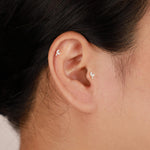 Small 14K Solid Gold Lab Diamond Threadless Push Pin Labret stud