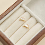 14K Solid Gold Baguette Lab Diamond Curved Cartilage Flat Back Stud Earring