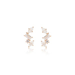 14K Rose Gold Lab Diamond Cartilage Earring: Solid Gold Threadless Flat Back Studs