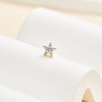 14K Solid Gold Lab Diamond Stars Threadless Cartilage Flat Back Stud Earring