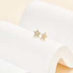14K Solid Gold Lab Diamond Snowflake Helix Flat Back Earring 20G 18G 16G