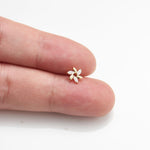 14K Solid Gold Lab Diamond Pinwheel Push Back Cartilage Flat Back Earring
