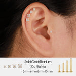 14K Solid Gold Lab Diamond Flower Cartilage Flat Back Stud Earring