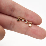 14K Solid Gold Lab Diamond Dangle Star Threadless Flat Back Earring