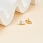 14K Solid Gold Kite Cut Moissanite Flat Back Earring