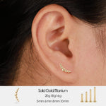 14K Solid Gold Bubble Curved Threadless Cartilage Flat Back Stud Earring