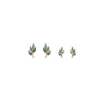 14K Solid Gold Moss Agate Marquise Leaf Threadless Cartilage Flat Back Earring