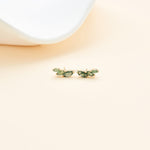 14K Solid Gold Marquise Moss Agate Flat Back Cartilage Ear Crawler Stud