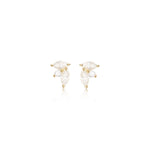 14K Solid Gold Marquise Lab Diamond Threadless Flat Back Stud Earring