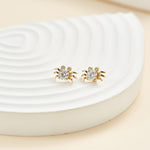 14K Solid Gold Lab Diamond Crab Threadless Flat Back Stud Earring