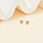 14K Solid Gold Moonstone Threadless Flat Back Earring
