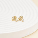 14K Solid Gold Lab Diamond Flower Cartilage Flat Back Earring: Threadless Push Pin Stud