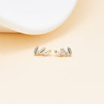 14K Solid Gold Baguette Lab Diamond Cartilage Stud Earring