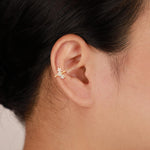 14K Solid Gold Lab Diamond Floral Clicker Hoop Helix Rook Helix Tragus Ring 16G