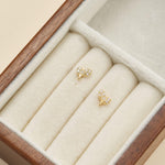 14K Solid Gold Leaf Lab Diamond Push pin Labret: Threadless Flat Back Stud Earring
