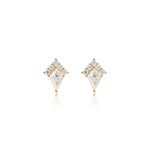 Kite Cut Moissanite Cartilage Flat Back Stud Earrings 14K Solid Gold