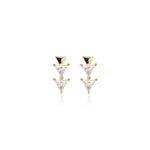 14K Solid Gold Triangle Moissanite Threadless Cartilage Flat Back Earring