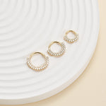 14K Solid Gold Lab Diamond Daith Clicker Hoop Earrings, Septum Ring 16G