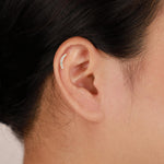 20G 18G 16G 14K Solid Gold Lab Diamond Moon Helix Flat Back Earring