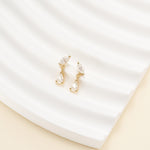 14K Solid Gold Lab Diamond Cartilage Dangle Earring Threadless Push Pin Flat Back Stud