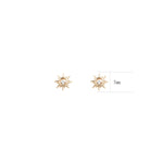 14K Solid Gold Lab Diamond Sun Cartilage Flat Back Stud Earring