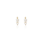 14K Solid Gold Princess Cut Lab Diamond Threadless Cartilage Flat Back Earring