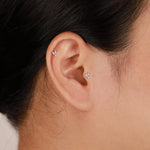 14K Rose Gold Lab Diamond Lotus Cartilage Stud Earring