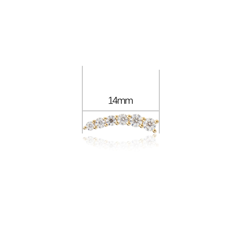 worn on model - 14K solid gold lab diamond climber earring threadless design nickel-free